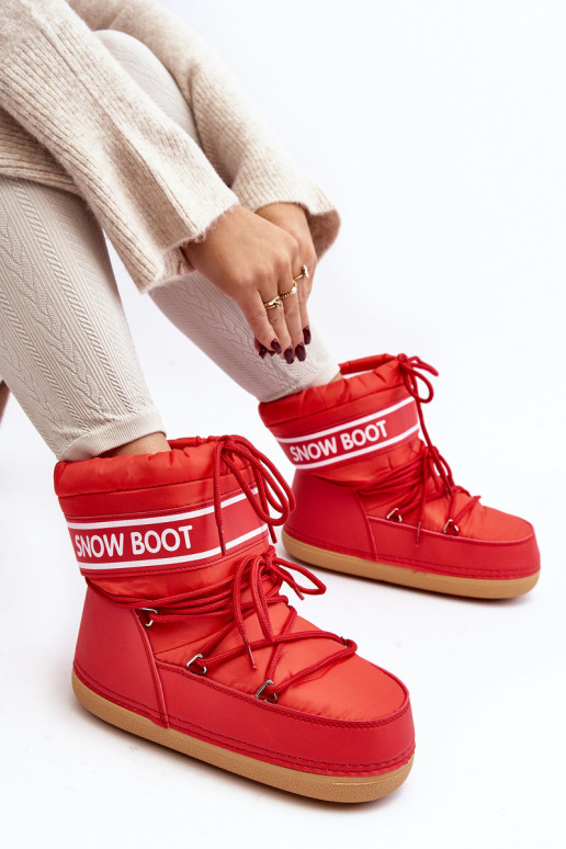Bottes d'hiver à lacets de couleur rouge Soia