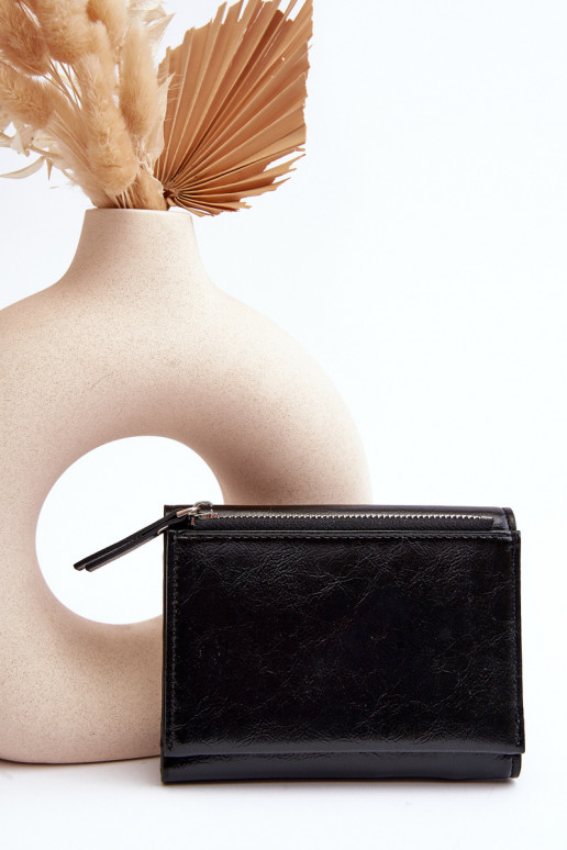 Portefeuille pour femme en cuir écologique, couleur noir Joanela