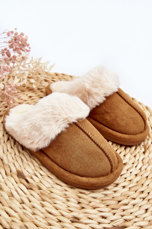 Chaussons pour enfants avec fourrure de couleur marron Befana Chaussons pour enfants avec fourrure de couleur marron Befana