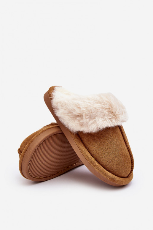 Chaussons pour enfants avec fourrure de couleur marron Befana