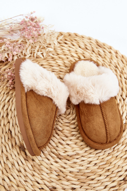 Chaussons pour enfants avec fourrure de couleur marron Befana