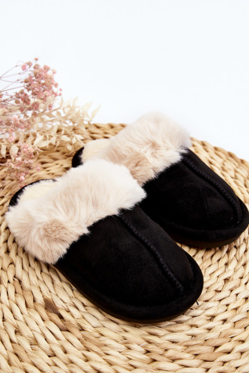Chaussons pour enfants avec fourrure de couleur noire Befana 2