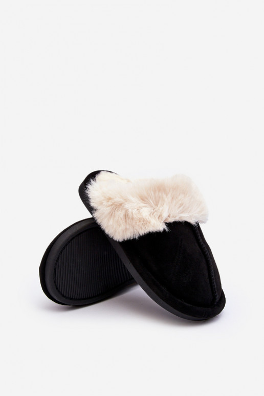 Chaussons pour enfants avec fourrure de couleur noire Befana