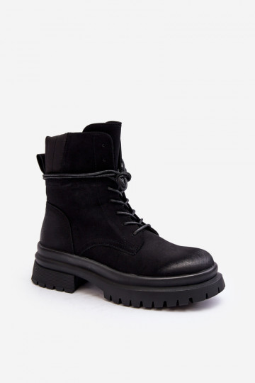 Bottines pour femmes à semelle massive de couleur noire Narelona