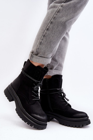 Bottines pour femmes à semelle massive de couleur noire Narelona 2