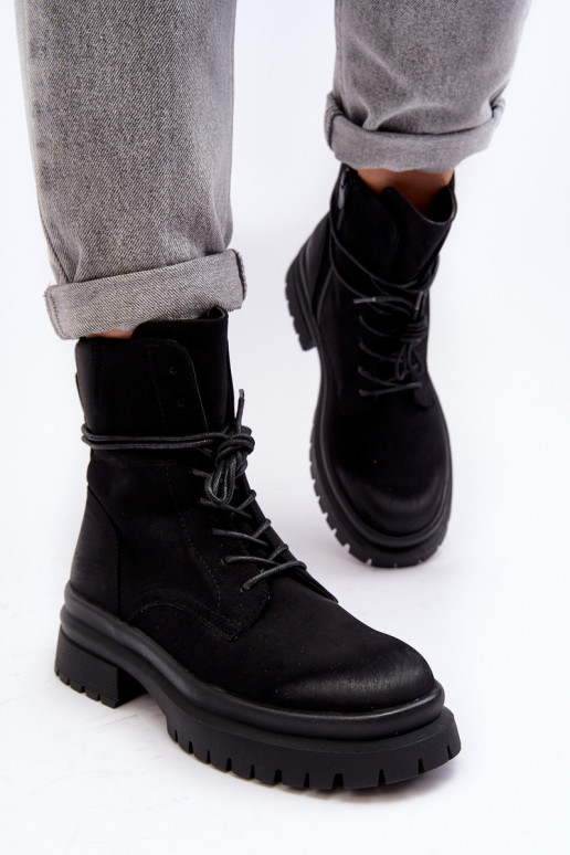 Bottines pour femmes à semelle massive de couleur noire Narelona