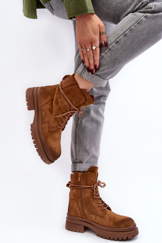 Bottines pour femmes à semelle massive de couleur marron Narelona Bottines pour femmes à semelle massive de couleur marron Narelona