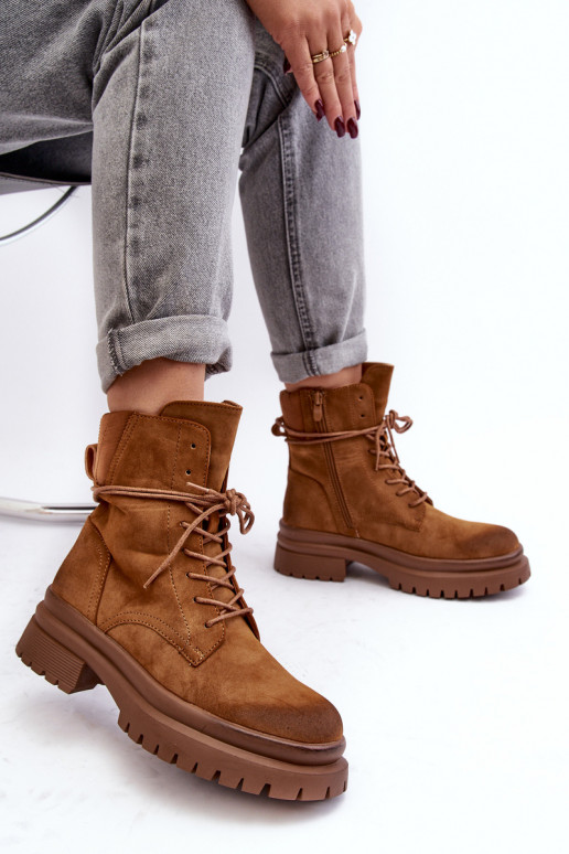 Bottines pour femmes à semelle massive de couleur marron Narelona Bottines pour femmes à semelle massive de couleur marron Narelona