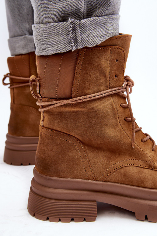 Bottines pour femmes à semelle massive de couleur marron Narelona Bottines pour femmes à semelle massive de couleur marron Narelona