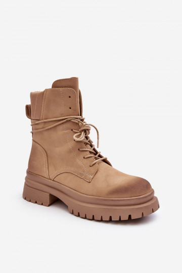 Bottines femme à semelle massive beige Narelona