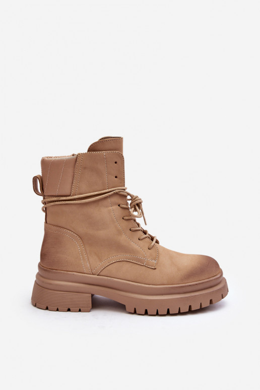 Bottines femme à semelle massive beige Narelona