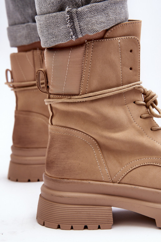 Bottines femme à semelle massive beige Narelona