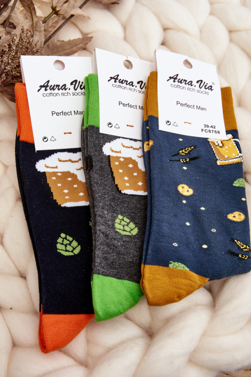 chaussettes à motifs gris-vert