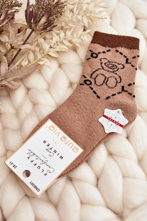 Chaussettes chaudes de couleur marron