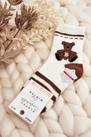 Chaussettes chaudes Coloris blanc-marron