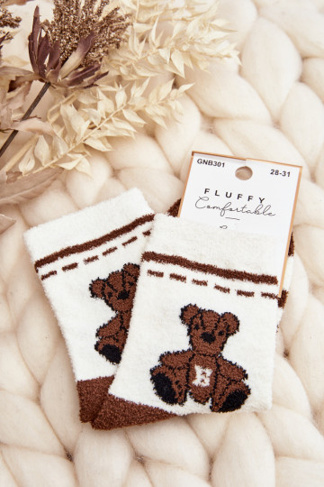 Chaussettes chaudes Coloris blanc-marron 2