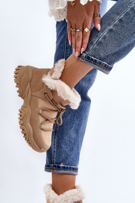 Bottes femme avec fourrure beige Cresandi