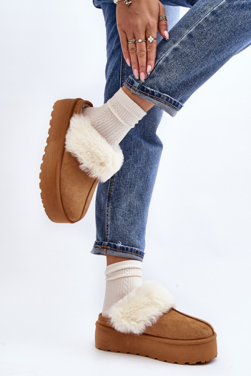 Chaussons bottes de neige à semelle massive marron Starlyn