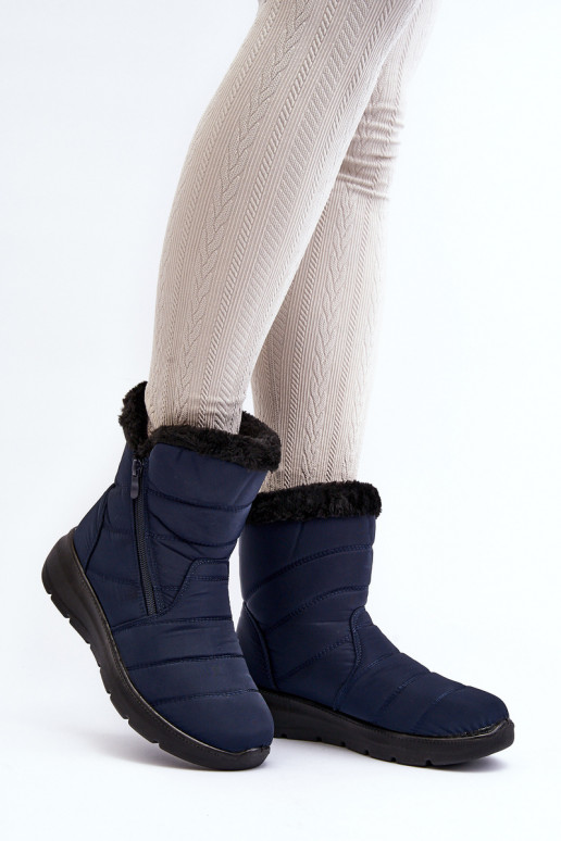 bottes de neige zippées avec fourrure bleu foncé Zeuna bottes de neige zippées avec fourrure bleu foncé Zeuna