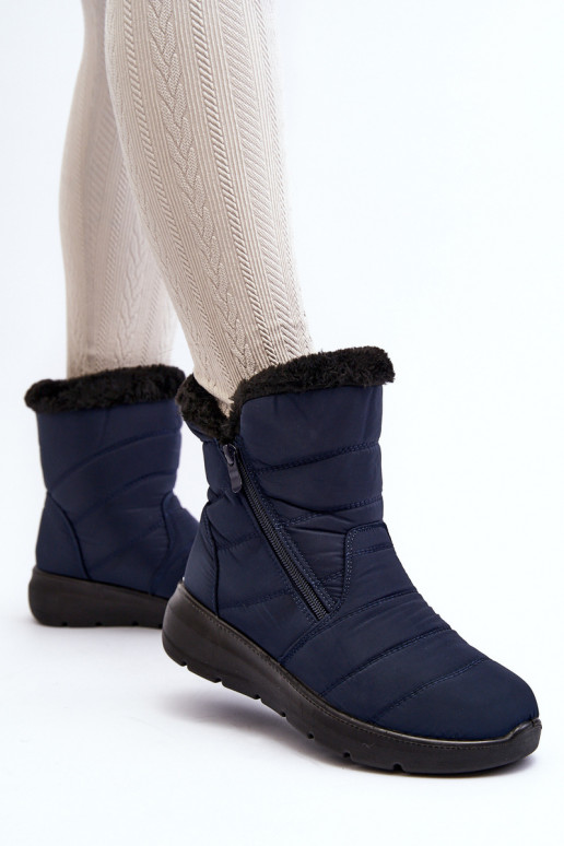 bottes de neige zippées avec fourrure bleu foncé Zeuna bottes de neige zippées avec fourrure bleu foncé Zeuna
