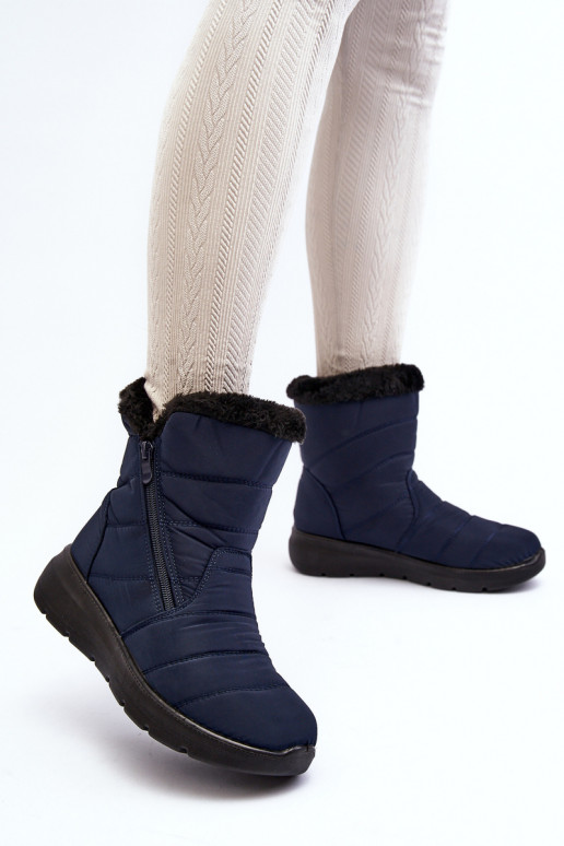 bottes de neige zippées avec fourrure bleu foncé Zeuna bottes de neige zippées avec fourrure bleu foncé Zeuna