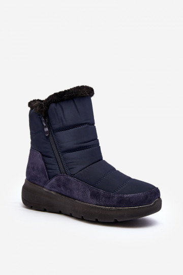 bottes de neige avec fourrure en bleu foncé Primose