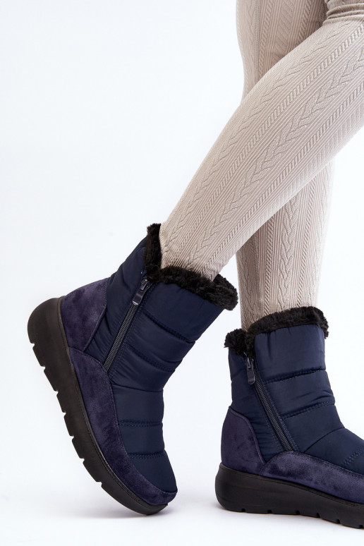 bottes de neige avec fourrure en bleu foncé Primose