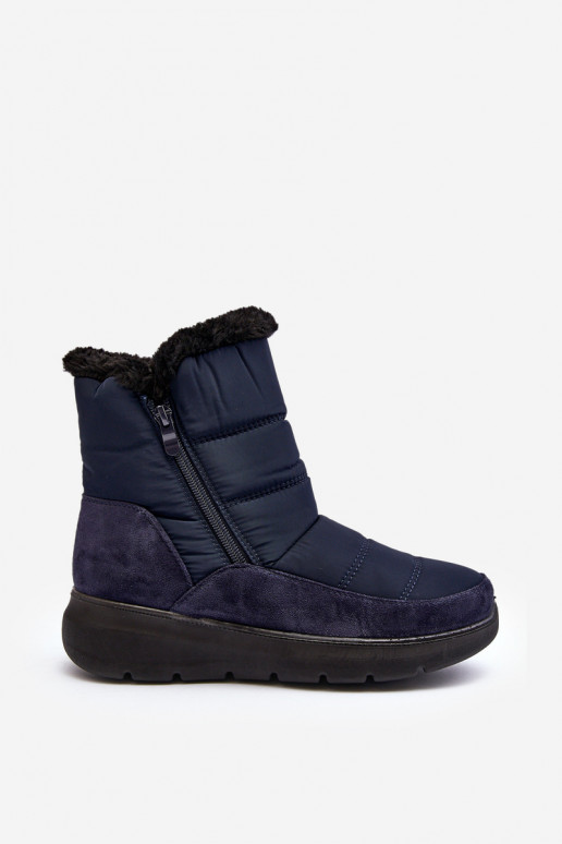 bottes de neige avec fourrure en bleu foncé Primose