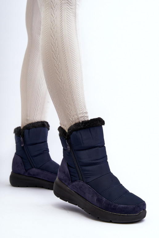 bottes de neige avec fourrure en bleu foncé Primose