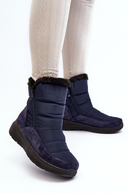 bottes de neige avec fourrure en bleu foncé Primose