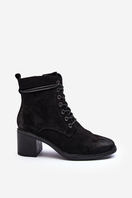 Bottines à talon bas avec lacets de couleur noire Serellia