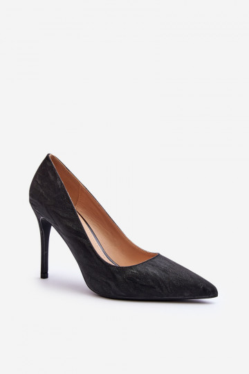 chaussures à talons hauts Décorées de couleur noir brillant Klonisa 2