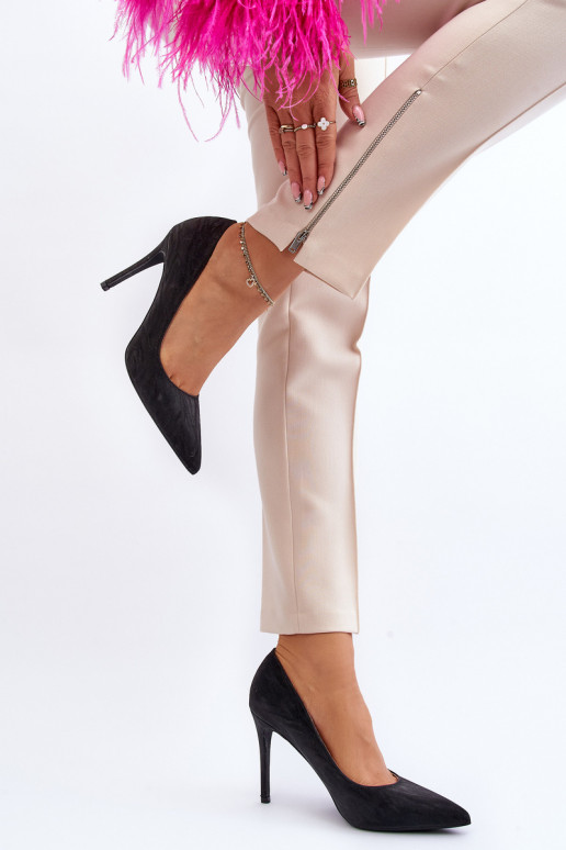 chaussures à talons hauts Décorées de couleur noir brillant Klonisa chaussures à talons hauts Décorées de couleur noir brillant Klonisa