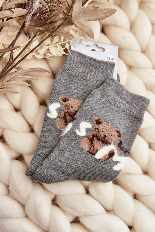 Chaussettes chaudes en coton de couleur grise