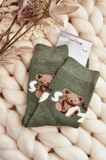 Chaussettes chaudes en coton de couleur verte 2
