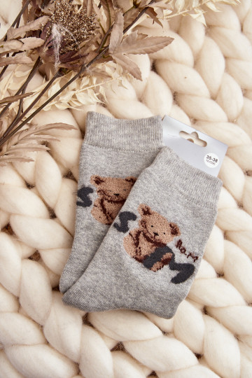 Chaussettes chaudes en coton de couleur grise 2