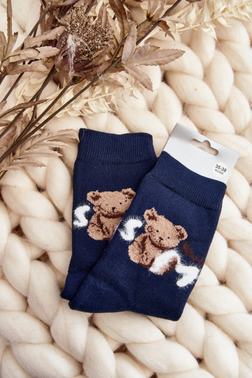 chaussettes chaudes en coton de couleur bleu foncé 2