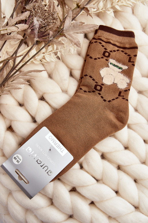 Chaussettes chaudes de couleur marron