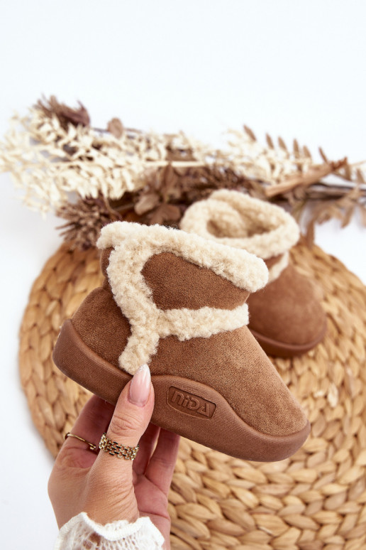 Bottes de neige pour enfants avec attaches adhésives de couleur marron Unitia