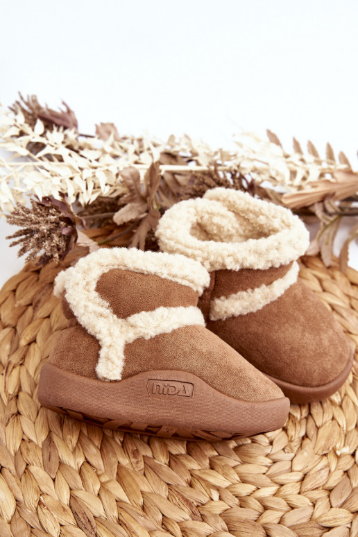 Bottes de neige pour enfants avec attaches adhésives de couleur marron Unitia