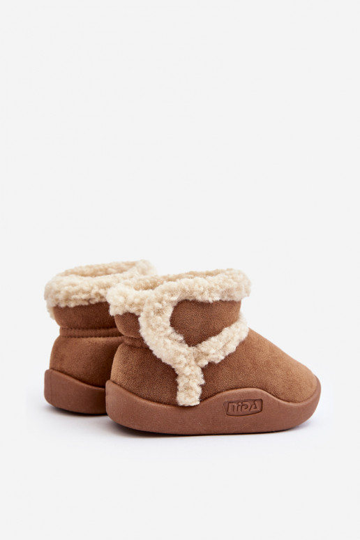 Bottes de neige pour enfants avec attaches adhésives de couleur marron Unitia