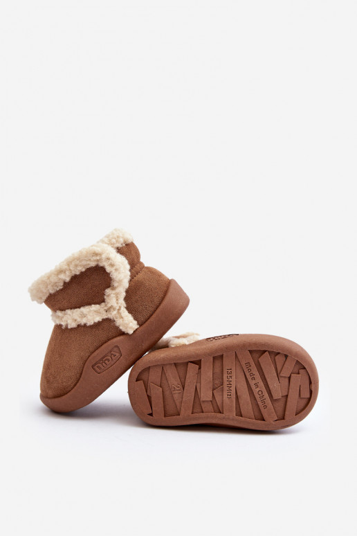 Bottes de neige pour enfants avec attaches adhésives de couleur marron Unitia