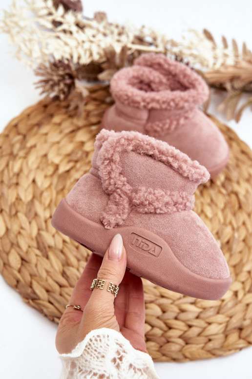 Bottes de neige pour enfants avec attaches adhésives de couleur rose Unitia