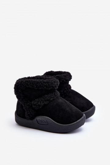 Bottes de neige pour enfants avec attaches adhésives de couleur noire Unitia