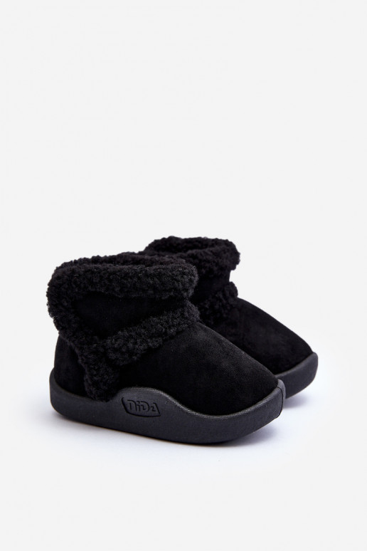 Bottes de neige pour enfants avec attaches adhésives de couleur noire Unitia