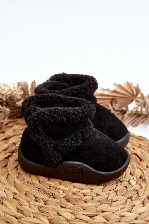 Bottes de neige pour enfants avec attaches adhésives de couleur noire Unitia