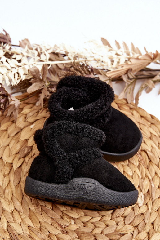 Bottes de neige pour enfants avec attaches adhésives de couleur noire Unitia
