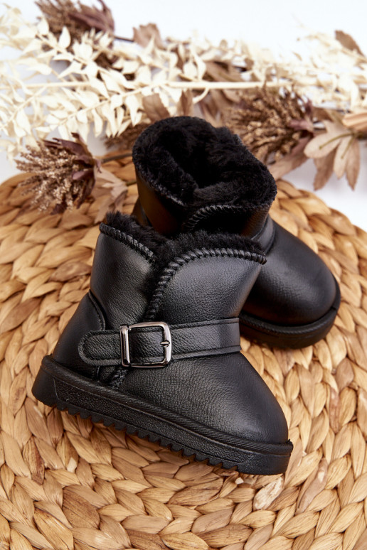 Bottes de neige Eco pour enfants avec sangles de couleur noire Orinor