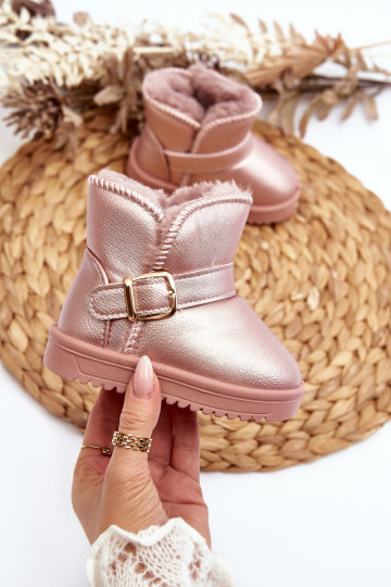 Bottes de neige Eco enfants à lanières rose Orinor 2