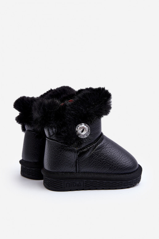 bottes de neige chauffées avec fourrure de couleur noire Bessie